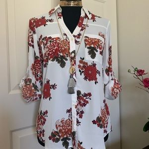 Express floral portofino blouse